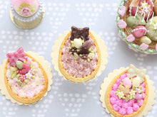 Load image into Gallery viewer, Chocolate Cream Tarte – Egg-Shaped decorated with Easter Eggs, Bunny, Blossoms - Miniature Food