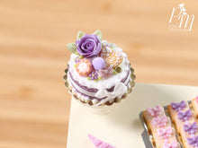 Load image into Gallery viewer, Purple Rose Cake - Miniature Food in 12th Scale for Dollhouse
