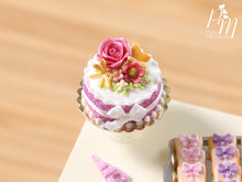 Load image into Gallery viewer, Pink Rose and Flowers Cake - Miniature Food in 12th Scale for Dollhouse