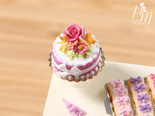 Load image into Gallery viewer, Pink Rose and Flowers Cake - Miniature Food in 12th Scale for Dollhouse