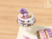 Load image into Gallery viewer, Purple Rose Cake - Miniature Food in 12th Scale for Dollhouse