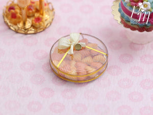 Heart-Shaped Butter Cookies and Pink Cookies ('Biscuits Rose de Reims') in Box - Miniature Food