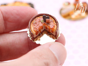Autumn Caramel and Chocolate Cut Cheesecake - Miniature Food