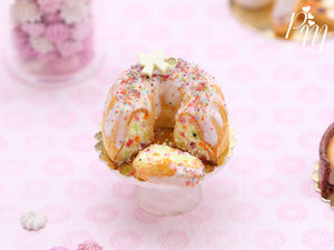 Rainbow Confetti Kouglof / Pound Cake (Cut) - 12th Scale Miniature Food