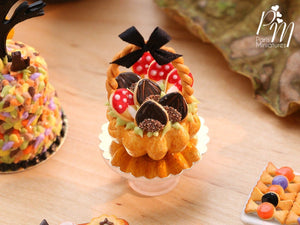Autumn Basket Cake Filled with Novelty Chestnut and Toadstool Cookies - Miniature Food