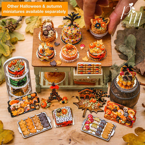 Autumn Cookies on Metal Baking Tray (Toadstool, Umbrella, Chestnut, Leaf) - Miniature Food