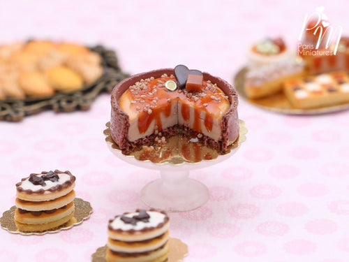 Autumn Caramel and Chocolate Cut Cheesecake - Miniature Food