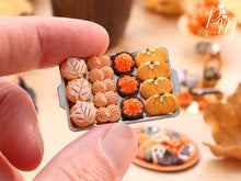Load image into Gallery viewer, Autumn Leaf Bread, Meringue, Tartlets and Cookies on Metal Baking Tray - 12th Scale Miniature Food