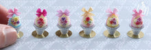 Load image into Gallery viewer, Miniature Pastel Candy Easter Egg (B) Decorated with Trio of Handmade Pink Roses in Shabby Chic Pot