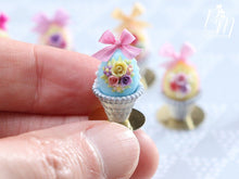 Load image into Gallery viewer, Miniature Food Pastel Candy Easter Egg (A) Decorated with Trio of Handmade Roses in Shabby Chic Pot