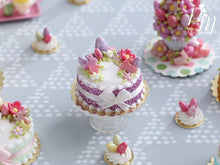 Load image into Gallery viewer, Handmade Miniature Easter Cake Decorated with Eggs, Rabbits, Flowers (A - Pink/Purple)