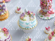 Load image into Gallery viewer, Handmade Miniature Easter Cake Decorated with Eggs, Rabbits, Flowers (C - Aqua/Purple)
