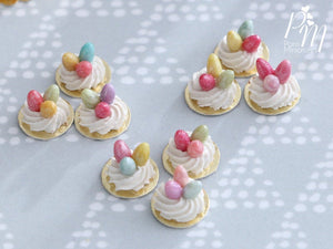 Three Handmade Miniature Meringue Nests with Colourful Candy Eggs