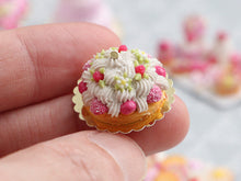 Load image into Gallery viewer, Raspberry St Honoré French Pastry with Pink Choux - Miniature Food for Dollhouse 12th scale