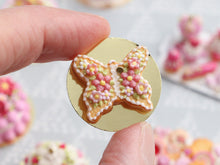 Load image into Gallery viewer, Butterfly-Shaped French Sablé Decorated with Beautiful Pink Flowers and Blossoms - Miniature Food