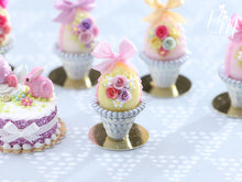 Load image into Gallery viewer, Pastel Candy Easter Egg (E) Decorated with Trio of Handmade Roses in Shabby Chic Pot