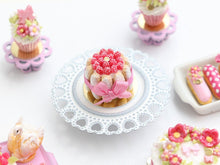 Load image into Gallery viewer, Raspberry Charlotte Dessert Decorated with Pink Silk Ribbon - Miniature Food