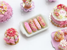 Load image into Gallery viewer, Presentation of Four Beautiful Pink French Eclairs (B) - Miniature Food