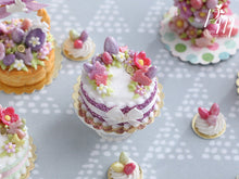 Load image into Gallery viewer, Handmade Miniature Easter Cake Decorated with Eggs, Rabbits, Flowers (A - Pink/Purple)