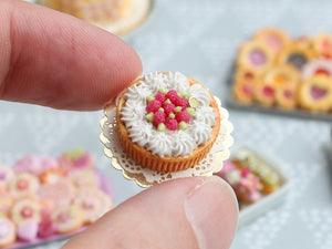 Raspberry Cream Tart - Miniature Food in 12th Scale for Dollhouse