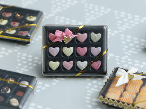 Luxurious Confiserie Box of Heart-Shaped Candy - Miniature Food in 12th Scale for Dollhouse