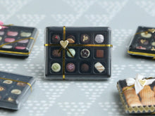 Load image into Gallery viewer, Luxurious Chocolaterie Box of 12 French Chocolates - Miniature Food in 12th Scale for Dollhouse