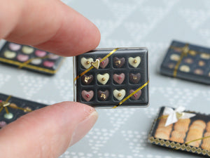 Luxurious Box of Heart-Shaped Chocolates - Miniature Food