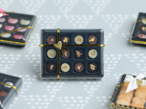 Luxurious Box of French "Palet Or" Chocolates Decorated with real Gold Leaf - Miniature Food