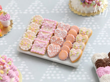 Load image into Gallery viewer, Beautiful Pink Butter Cookies on Porcelain Plate - 12th Scale Miniature Food