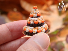 Load image into Gallery viewer, Three-Tiered Cream St Honoré Pastry Centerpiece for Fall / Autumn / Halloween - Miniature Food
