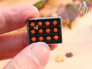 Gift Box of Pumpkin Candy for Autumn / Halloween - Miniature Food in 12th Scale for Dollhouse