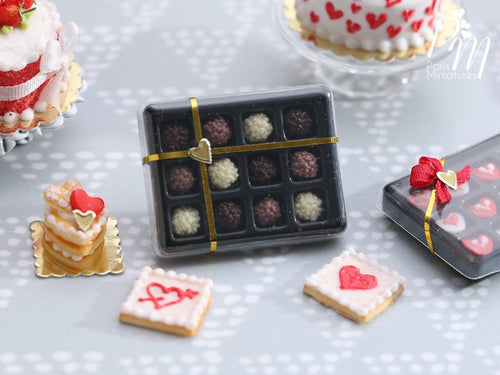 Box of Handmade Miniature Chocolate Rochers in Dark, Milk and White Chocolate