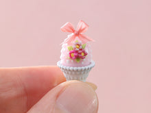 Load image into Gallery viewer, Pastel Candy Easter Egg (B) Pink, Decorated with Trio of Blossoms, Silk Bow in Shabby Chic Pot