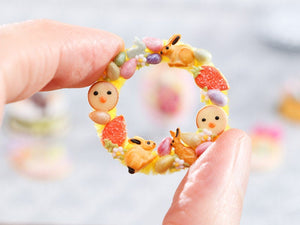 Easter Wreath Decoration - bunny cookies, candy eggs, carrot cookies