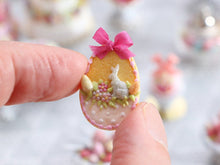 Load image into Gallery viewer, Easter Shortbread Cookie “Basket” Decorated with Rabbit, Blossoms, Egg, Bunny, Pink Silk Bow