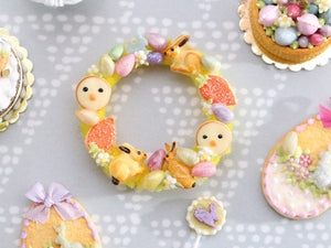 Easter Wreath Decoration - bunny cookies, candy eggs, carrot cookies