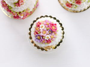 Beautiful Blossoms and Jewel Celebration Cake - Miniature Food for Dollhouse 12th scale