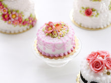 Load image into Gallery viewer, Miniature Cake Decorated with Pink Flowers and Blossoms - Miniature Food in 12th scale
