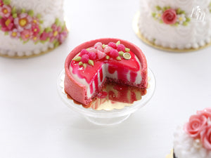 Raspberry cheesecake decorated with French Berlingot Candy - Miniature Food in 12th scale