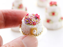 Load image into Gallery viewer, Beautiful Blossoms and Jewel Celebration Cake - Miniature Food for Dollhouse 12th scale