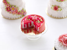 Load image into Gallery viewer, Raspberry cheesecake decorated with French Berlingot Candy - Miniature Food in 12th scale