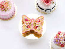 Load image into Gallery viewer, Butterfly-shaped Millefeuille Sablé (French Biscuit) Decorated with Pink Blossoms