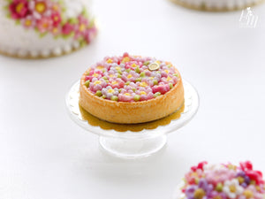Pink Blossom Tart - Miniature Food for Dollhouse 12th scale