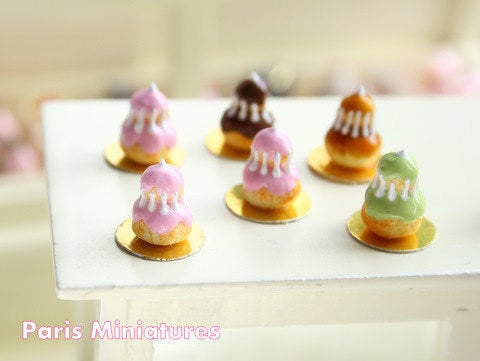 Religieuse à la Rose - Pink Religieuse French Pastry - Handmade Miniature Food