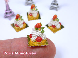 Strawberry St Honoré - French Pastry in 12th Scale - Handmade Dollhouse Miniature Food