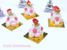 Load image into Gallery viewer, Raspberry St Honoré - French Pastry in 12th Scale - Handmade Dollhouse Miniature Food
