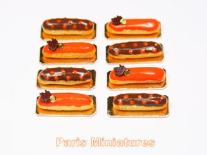 Pair of Autumnal  / Fall French Eclairs - 12th Scale Miniature Food