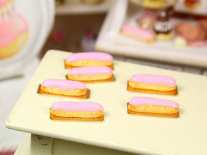 Pink Eclair - French Pastry in 12th Scale - Handmade Dollhouse Miniature Food