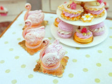 Load image into Gallery viewer, Pink &#39;Biscuit de Reims&#39; Pastry Swan - 12th Scale Miniature Food
