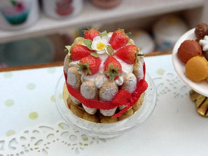 French Strawberry Charlotte - Miniature Food in 12th Scale
